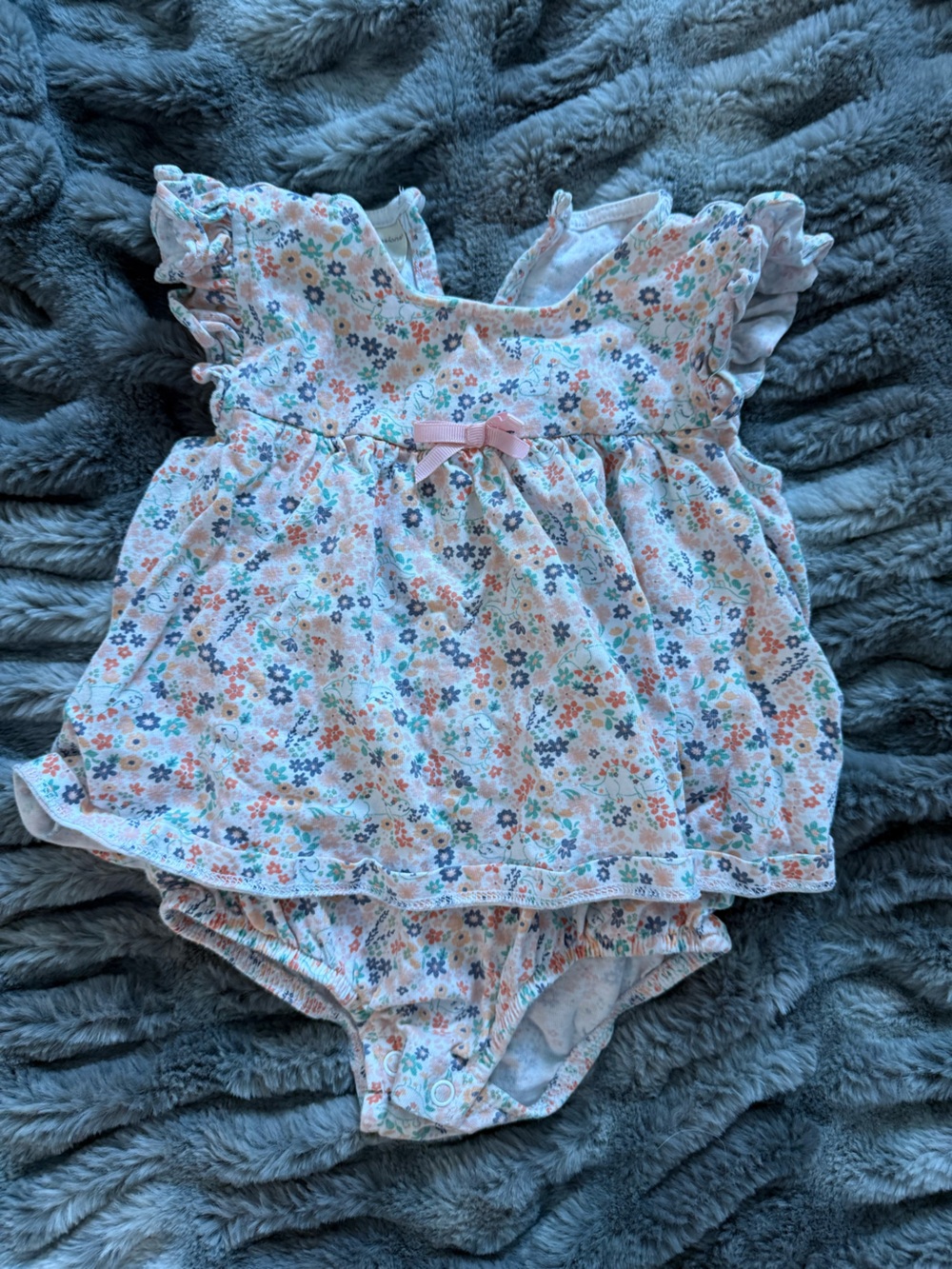 First Impressions Floral Pink Blue Orange Baby Romper